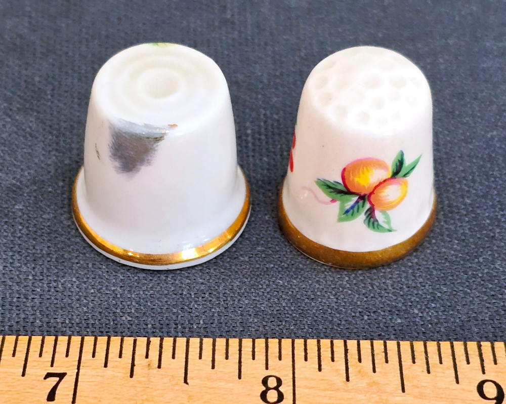 Charming 2pc Floral Ceramic Thimbles