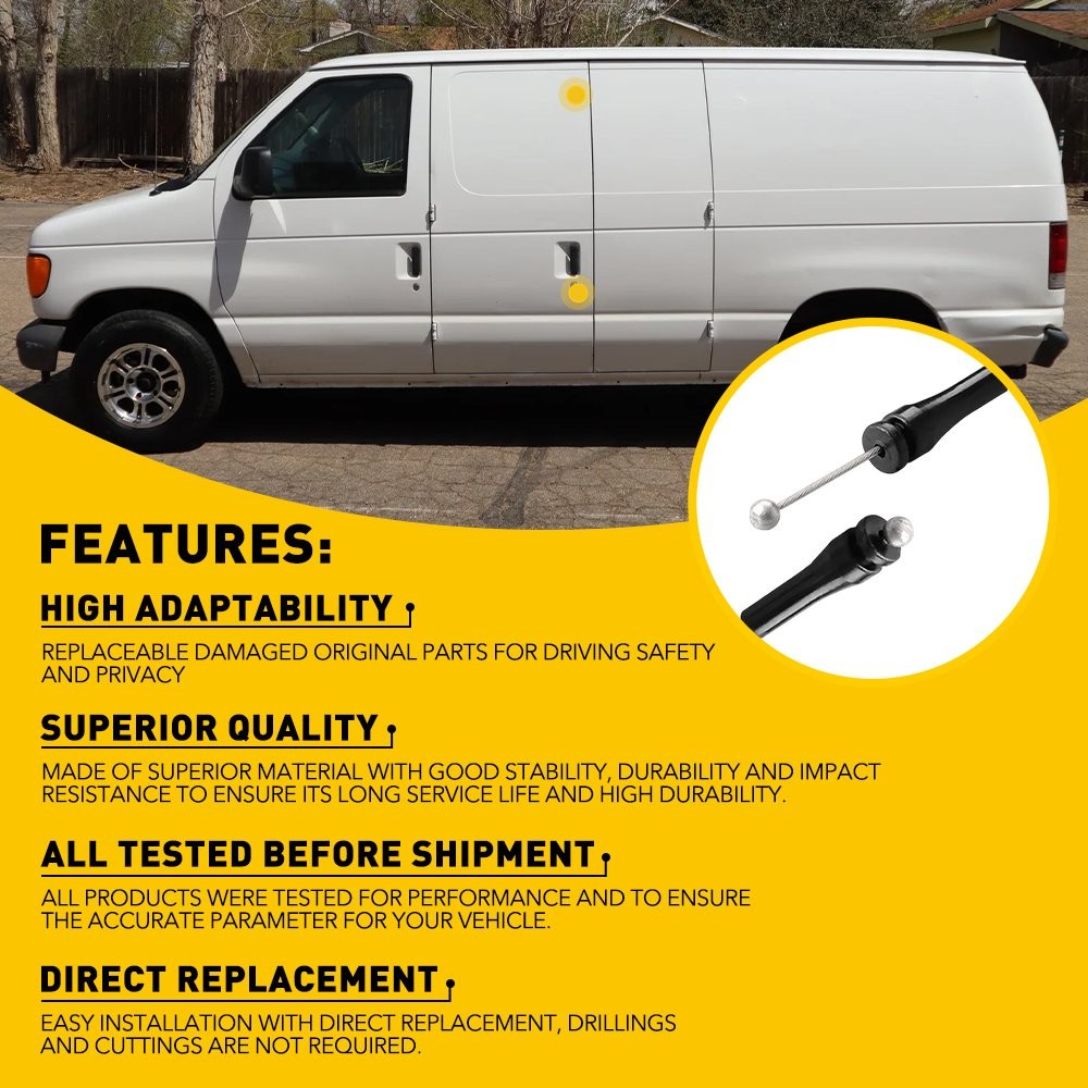 Release Cables Upper and Lower Latches Left Side Cargo Door for Ford E-150 E-250