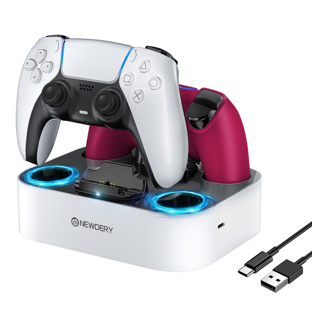Dual Charging Station for PS5 Controller, Fast Charging Dock Stand with Cable