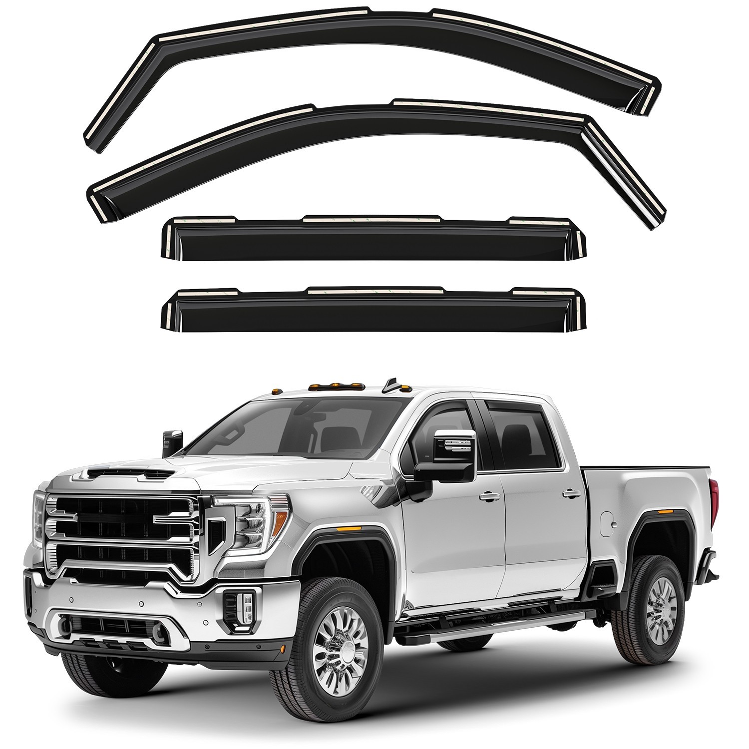 Sun Rain Visors Wind Rain Guards for 20-25 GMC Sierra 2500HD/3500HD Crew Cab