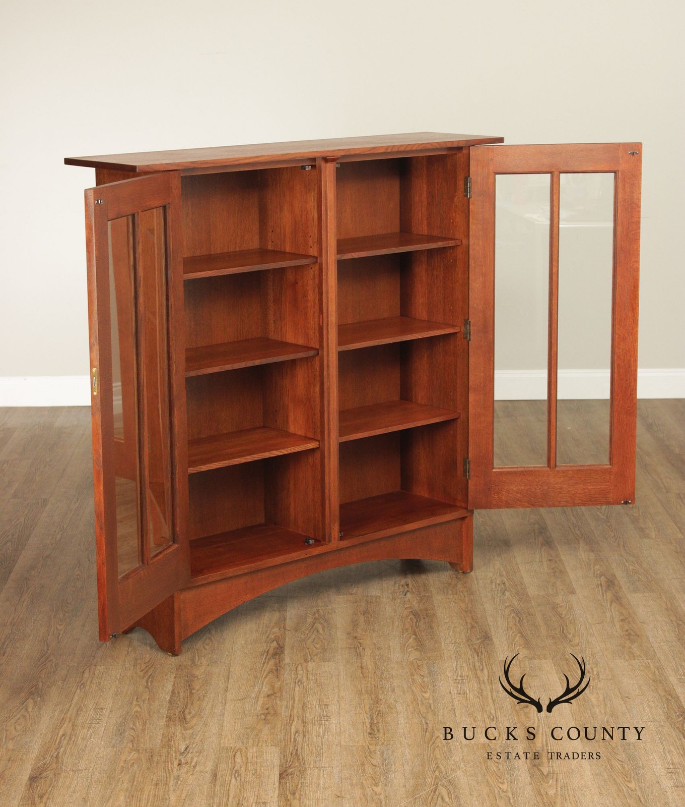 Oak Two Door Bookcase Harvey Ellis Inlaid Oak 2 Door Bookcase