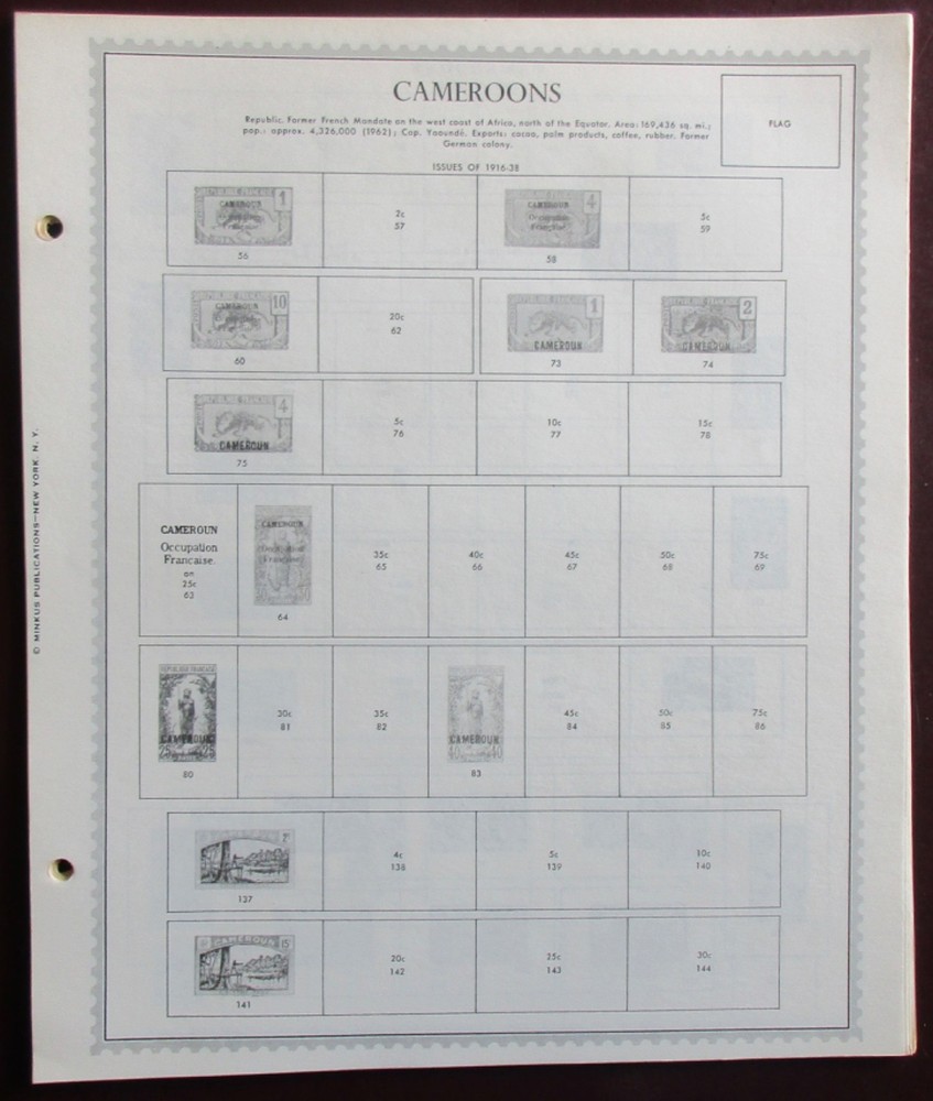 Cameroons: Clean Set of Unused Minkus Supreme Global Pages to 1973