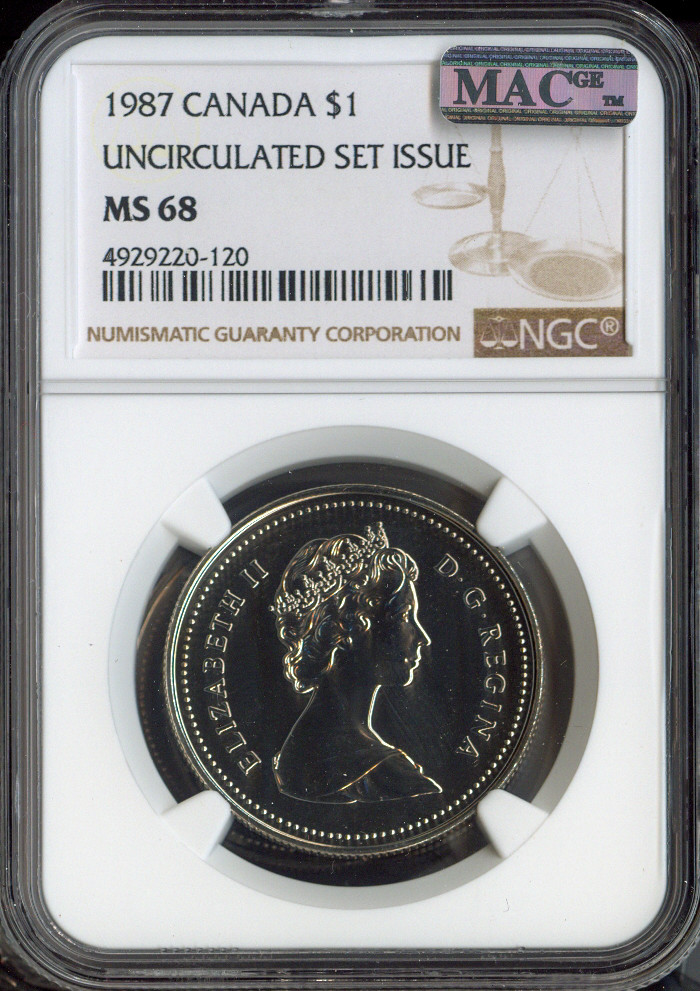 1987 Canada Dollar $1 NGC MS68 MAC - Quality