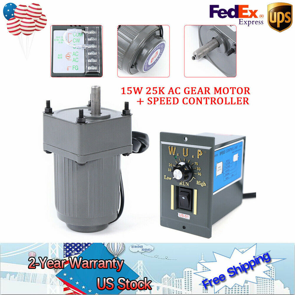 Electric Single Phase AC Gear Motor Variable Speed Controller 1:10 125RPM 110V