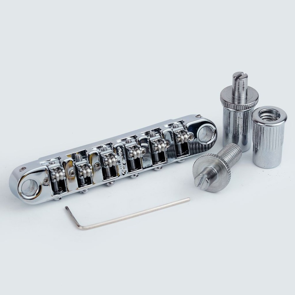 Guyker Adjustable Tune-O-Matic Roller Saddle Locking Guitar Bridge GM008