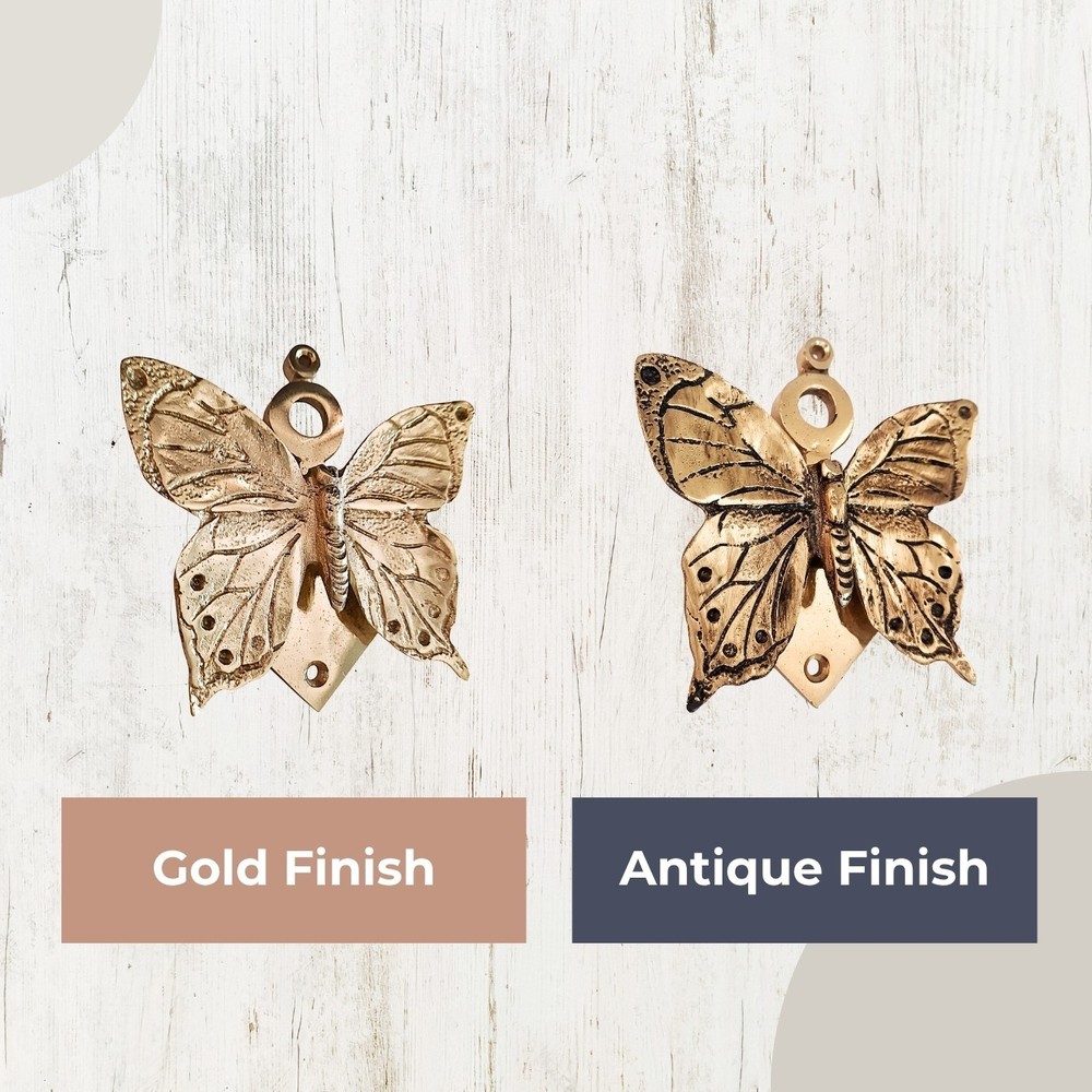 Solid Brass Butterfly Door Knocker , Gold Brass Door Decor