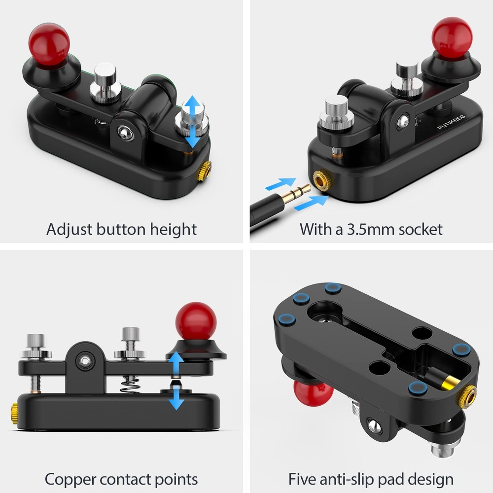 Mini Morse Code CW Key Single Paddle HAM Radio Telegraph w/ Aluminum Adjustable