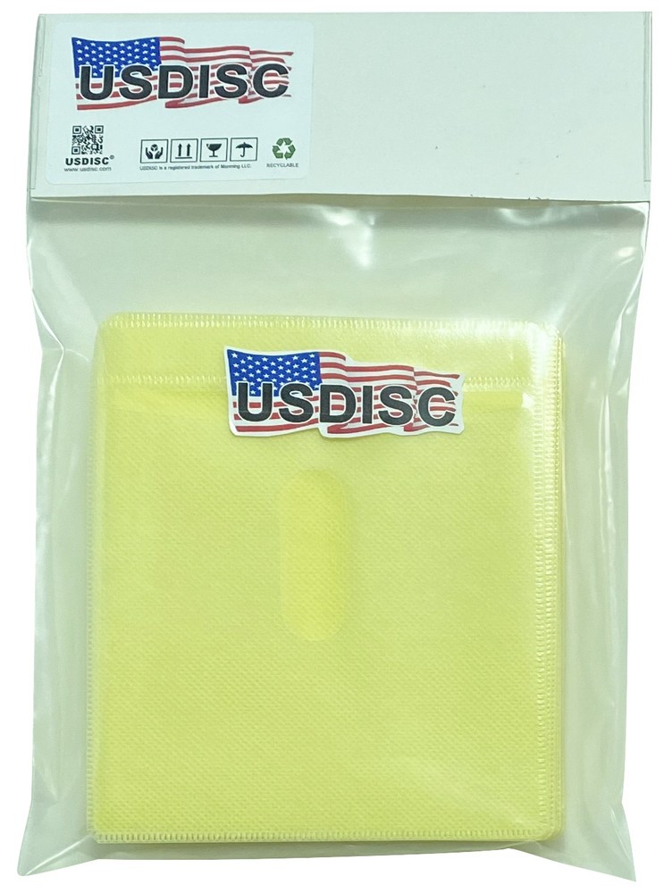 USDISC Plastic Sleeves, Double-sided 2 Disc (Yellow) Lot