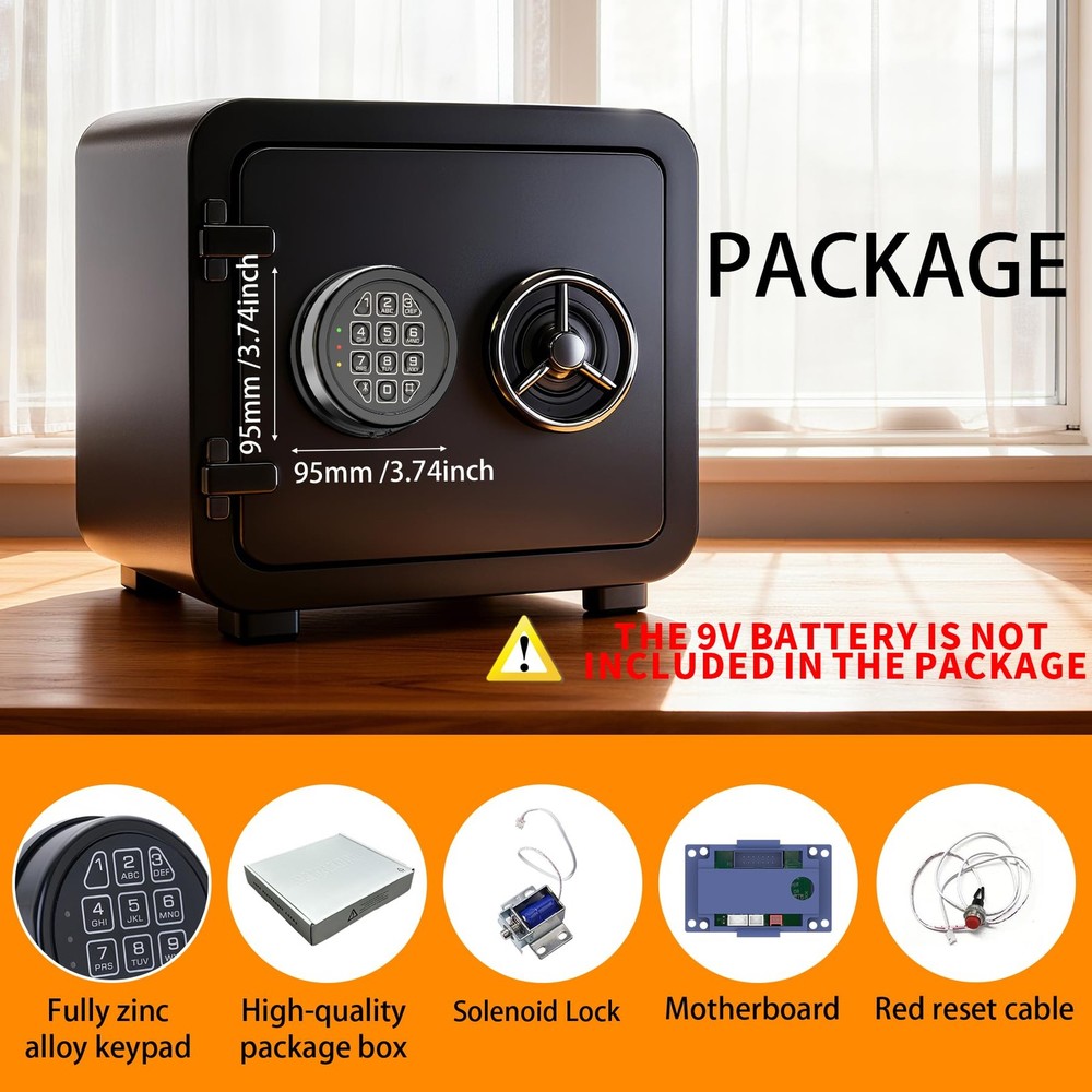 Electronic Safe Lock Replacement Keypad with Solenoid Lock, Gun Black