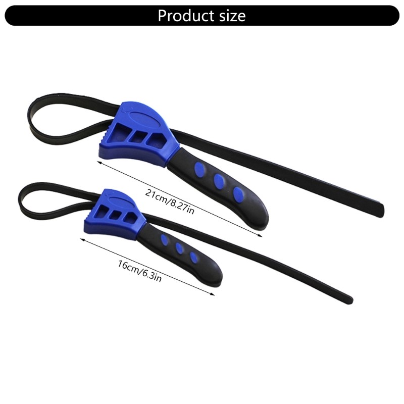 Rubber Strap Adjustable Wrench Set 2Pcs Pipe Jar Opener Strong Grip
