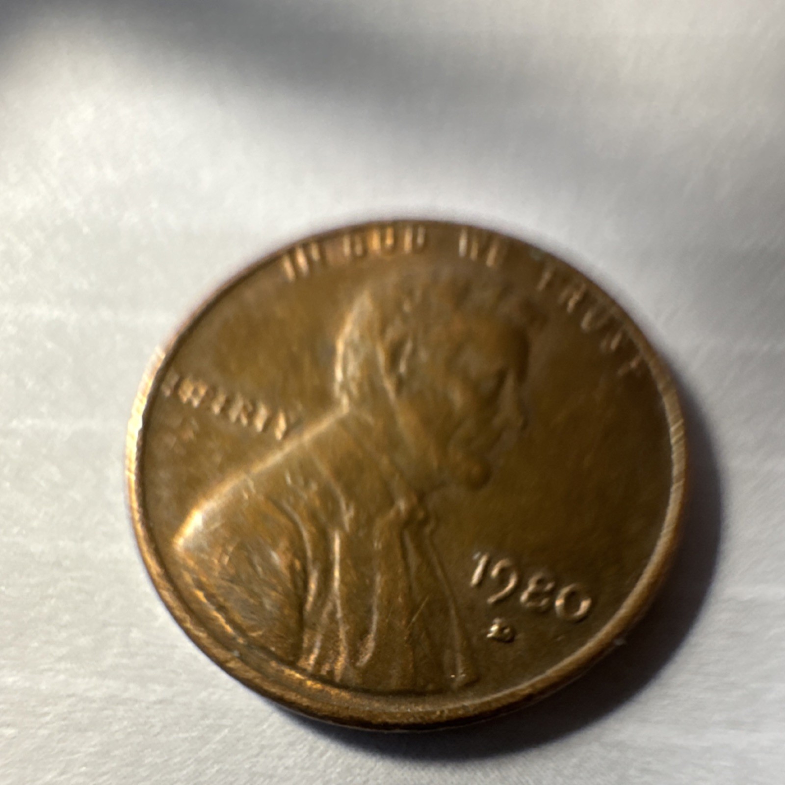 1980 Lincoln Memorial Small Cent, Circulated. Denver Mint. Copper. BN Color