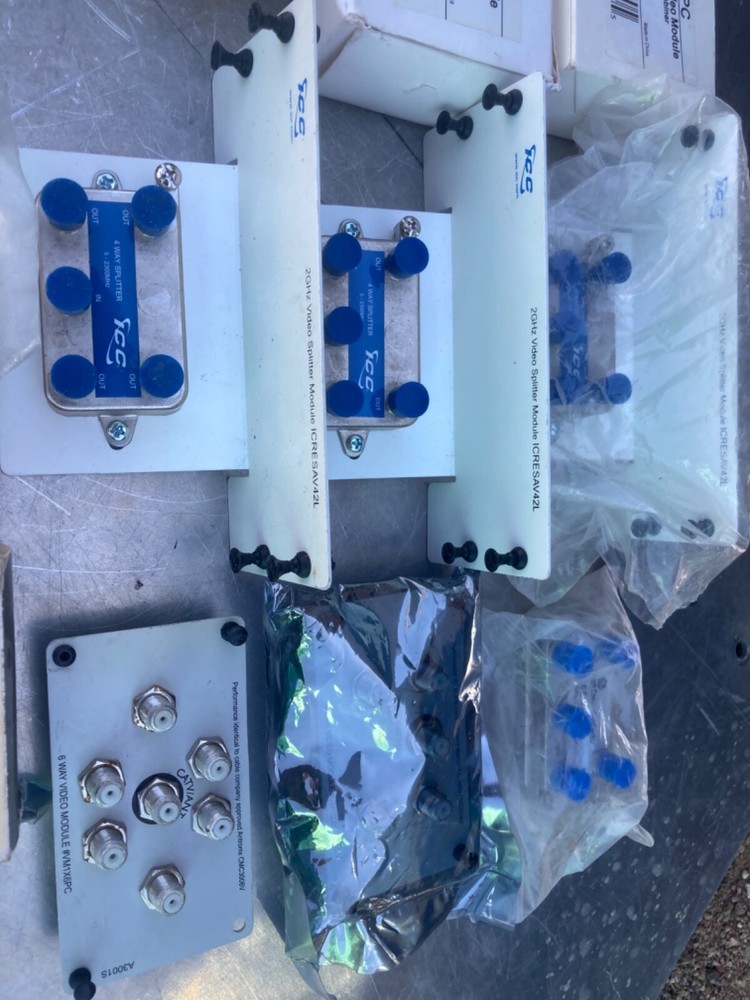 Lot of cable splitters telecom phone modules amplifier