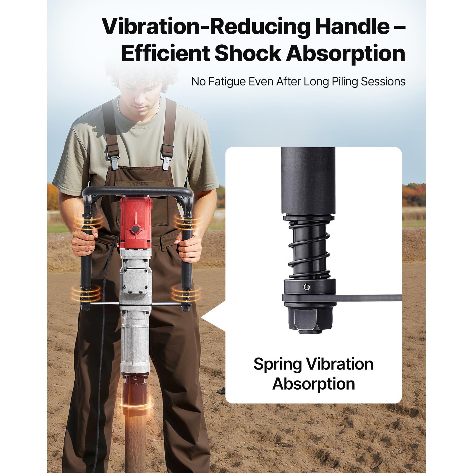 Uimoso 2200W Handheld Electric Fence Piling Post Driver with Dual Sleeves