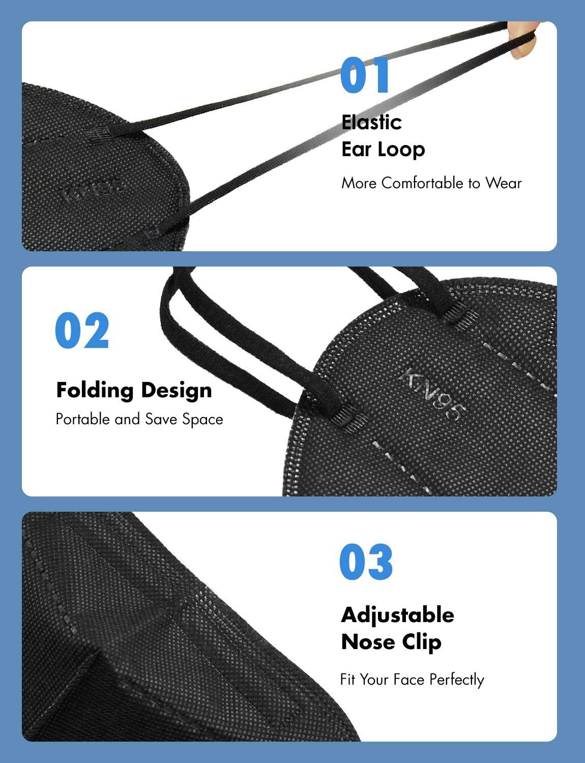 10/50/100/200 Pcs Blue KN95 Protective 5 Layer Face Mask Disposable KN95 Marks