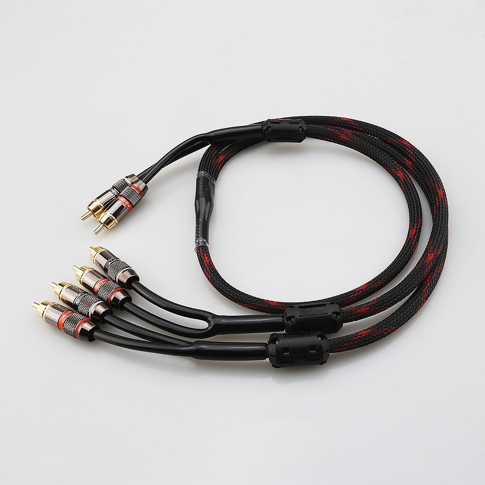 Hifi Extension Cable Gold Plated RCA Plug Splitter 2 Male to 4 Male RCA Adapter