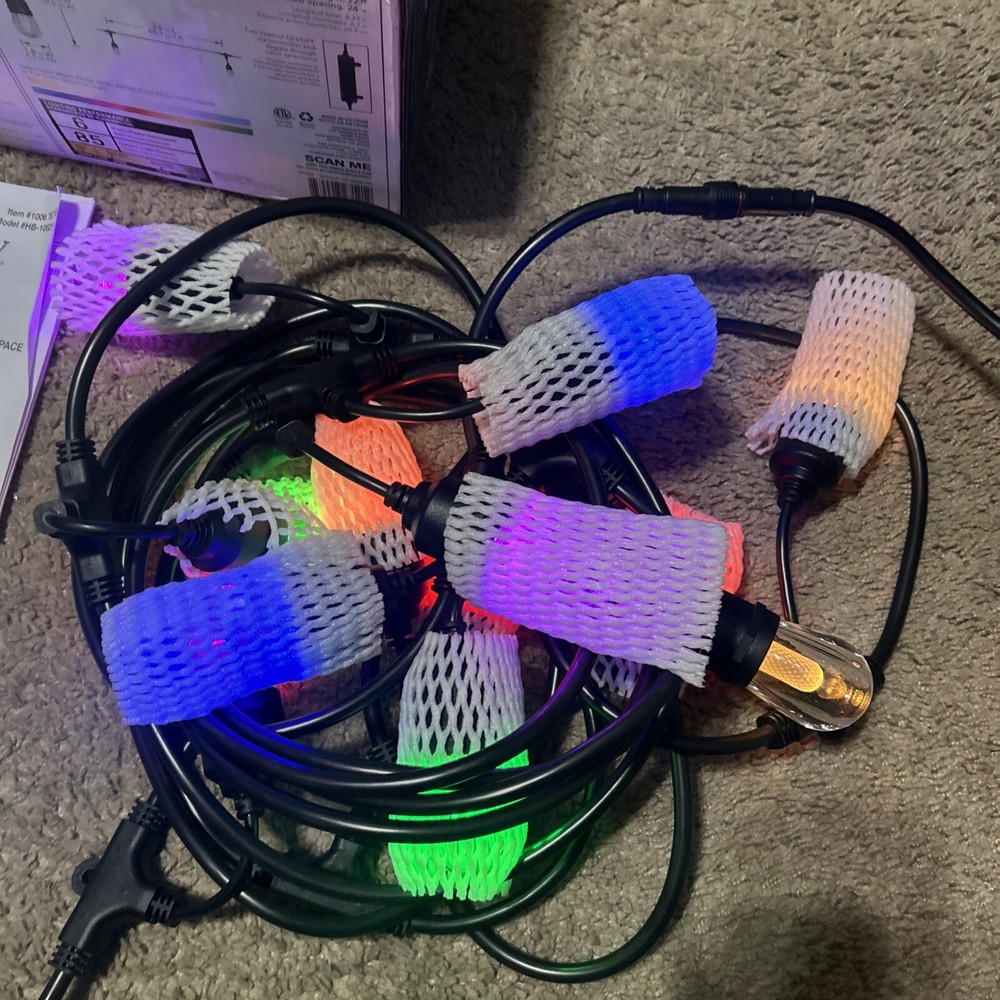 Hampton Bay Smart Plug-in Bulb RGBW Color Changing LED String Light 24-ft