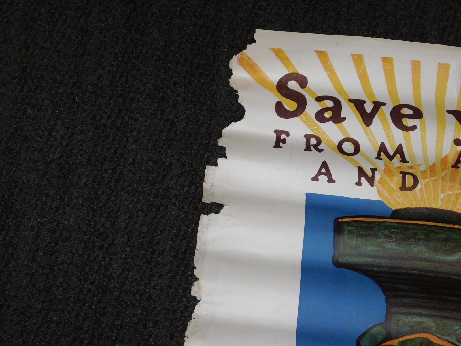 VINTAGE WWI WORLD WAR 1 SAVE YOUR CHILD SAVING STAMPS POSTER