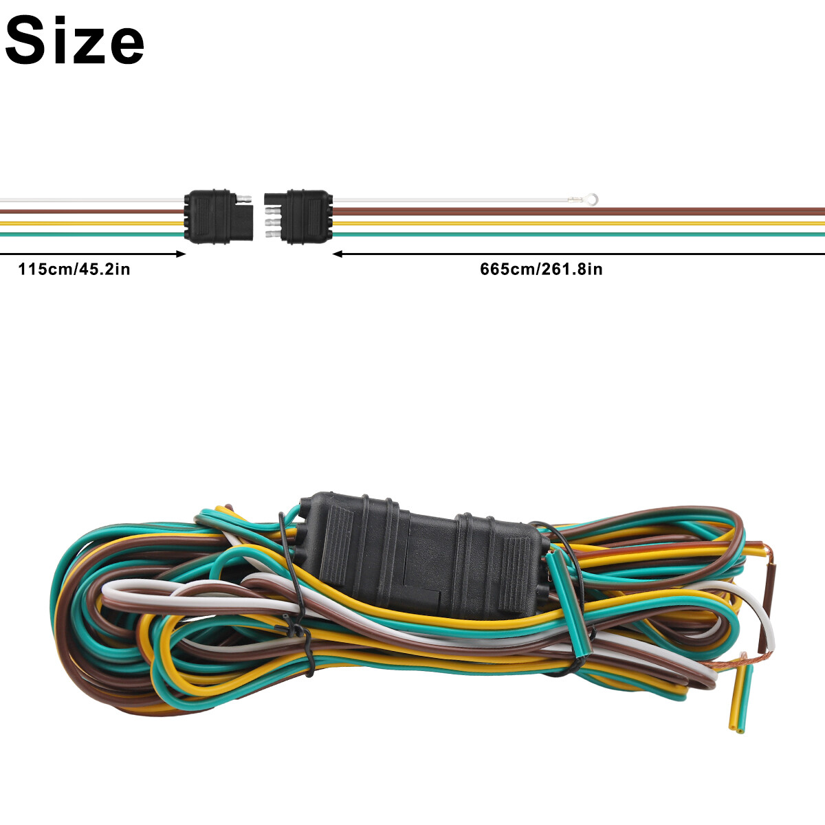 25' 4 Pin Flat Trailer Wiring Harness Kit Wishbone Style for Trailer Tail Lights