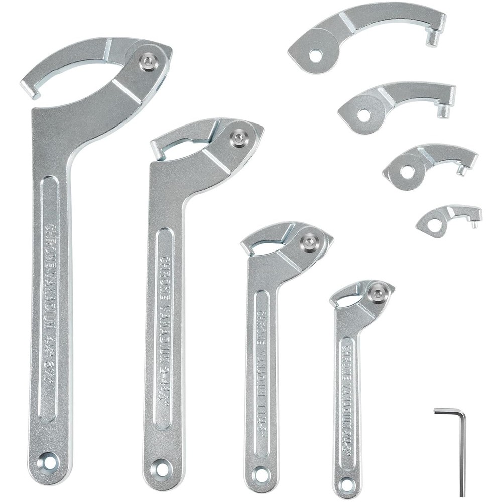 Adjustable Pin Spanner Wrench Tool Set, Coilover Hook Wrench w/ Changeable Heads