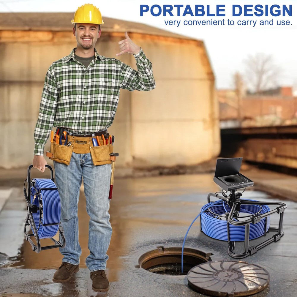 Sewer Camera w/DVR Function, 4.3" HD 1080P Screen Pipeline Inspection Camera,...