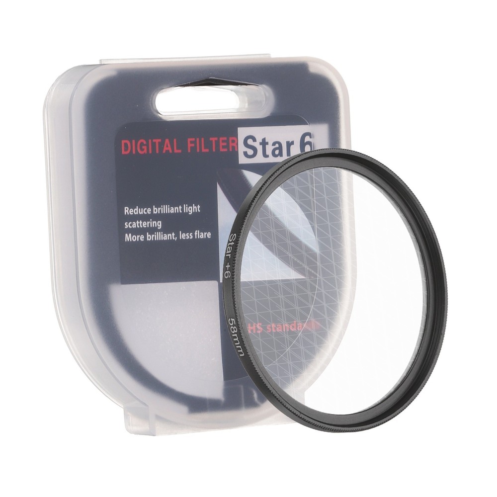 58mm Star Filter 8 Points Starburst Len Filter Variable Twinkle Effect Black