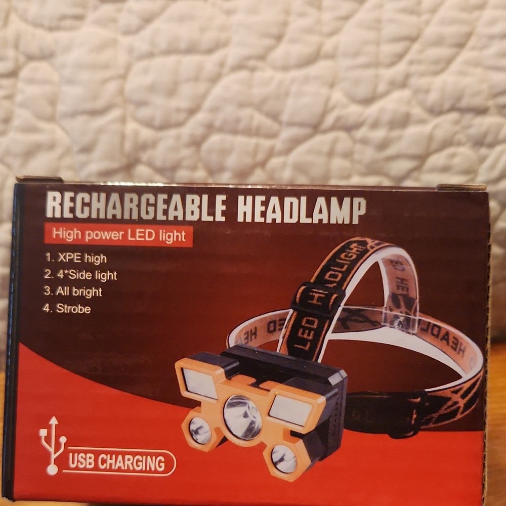 Rechargeable USB LED Headlamp Strobe Multicolor Plastic Camping Hiking