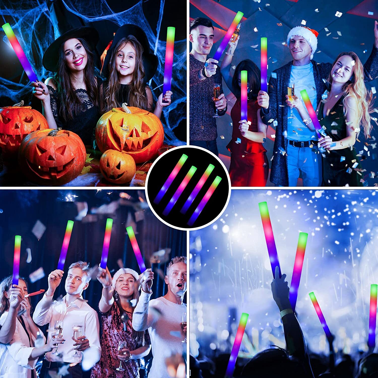 100-500 LED Light Up Foam Sticks Wand Rally Batons DJ Flashing Glow Stick Party