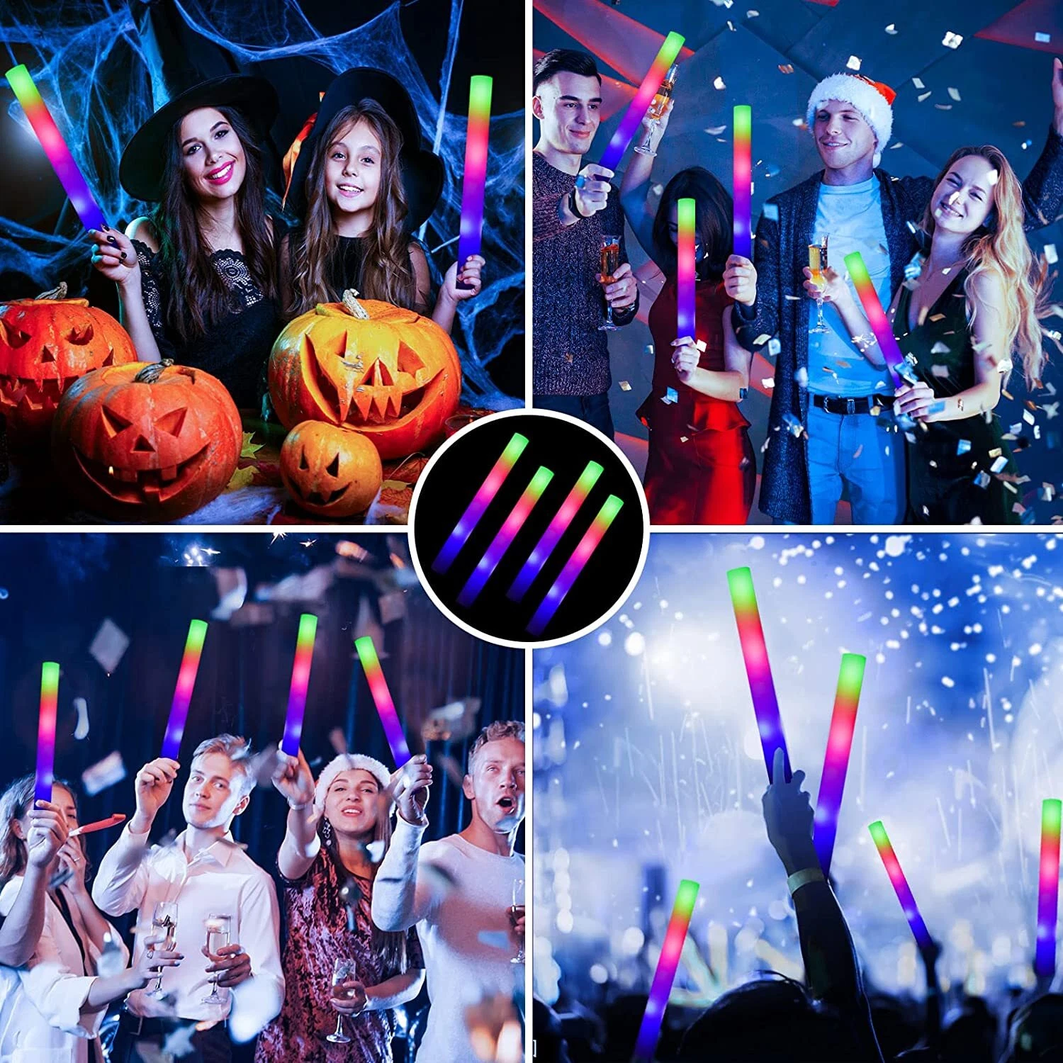 100-500 PCS Light Up Foam Sticks Wand Rally Batons DJ Flashing Glow Stick Party