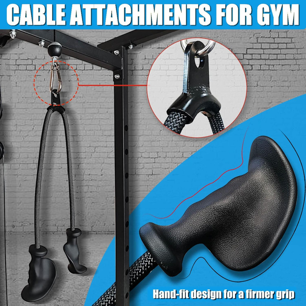 Ergonomic Tricep Rope Pull down Attachment, Gym Cable Attachment, Pull down Rope