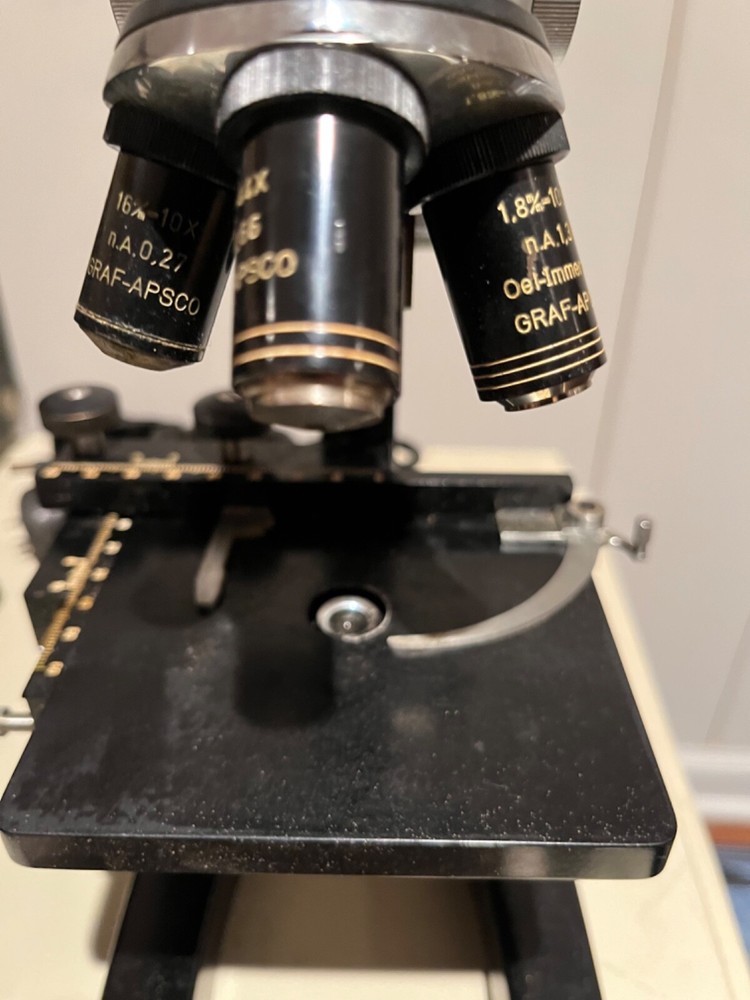 Vintage Graf Afsco 58-6523 Microscope with Light in Case
