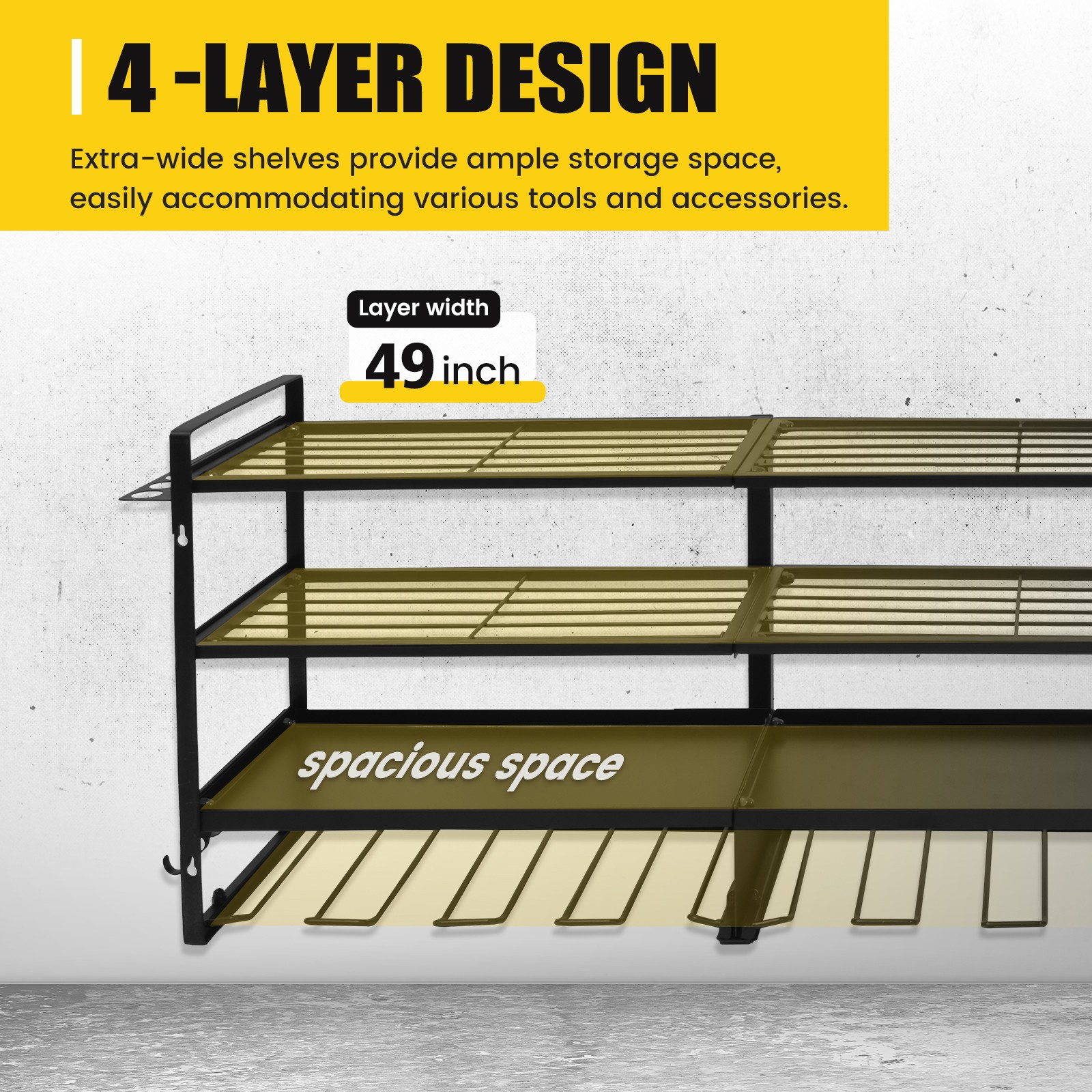 Heavy Duty Power Tool Organizer Wall Mount, Cordless 4 Drill Hanger Storage Rack