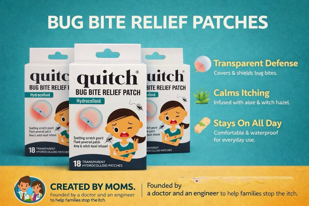 Quitch Bug Bite Relief Patch – Hydrocolloid Itch Relief | 54 Transparent Patches