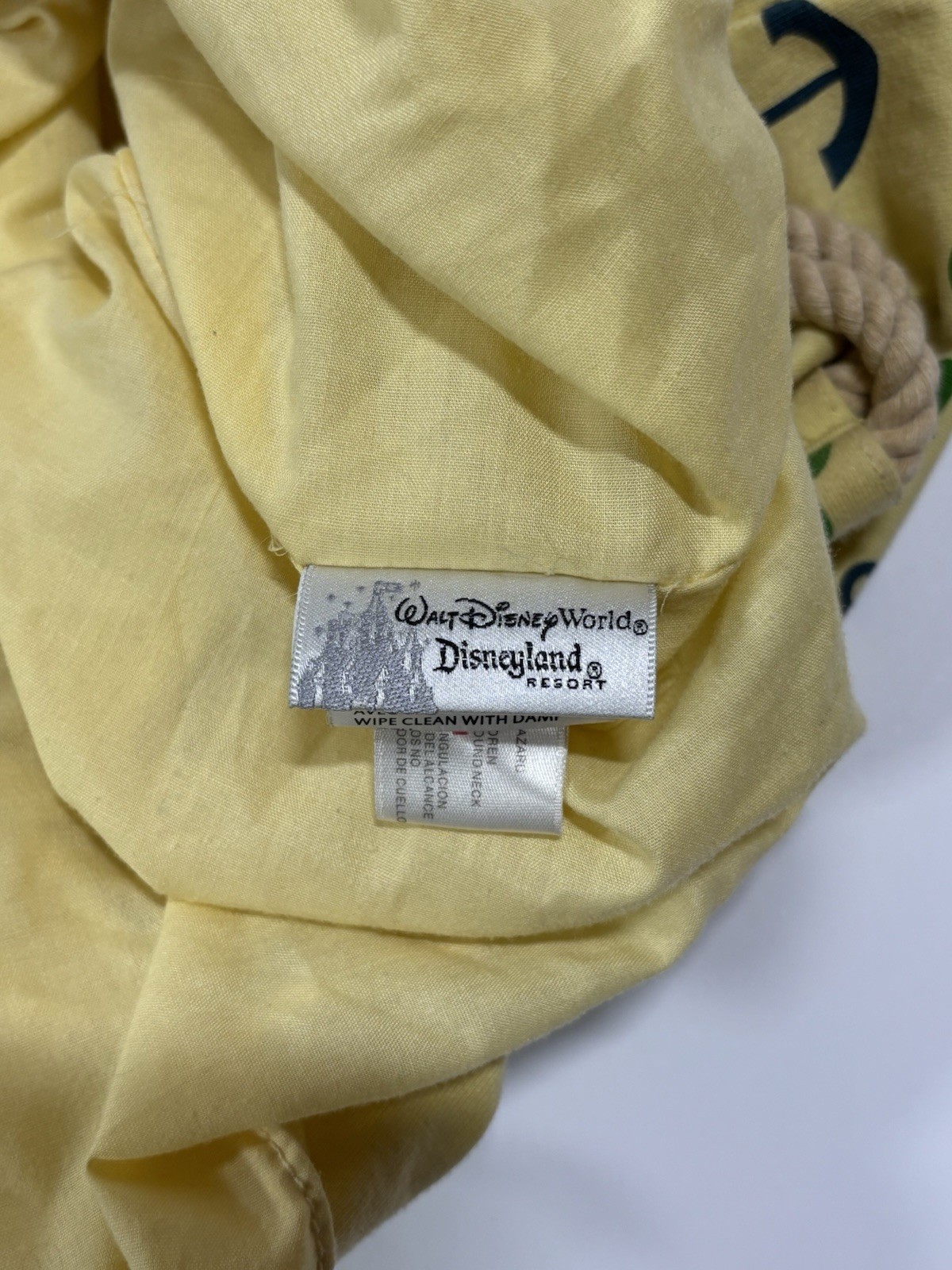 Mickey Mouse Tote Bag Disney World Disneyland Resort Yellow Anchors Rope Handle