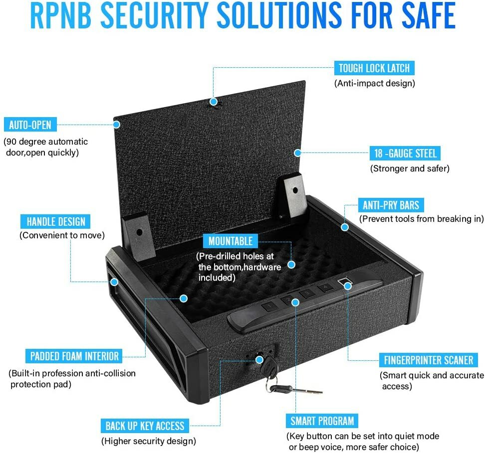 RPNB Biometric Gun Safe Quick-Access Safety Device Fingerprint, Brand New
