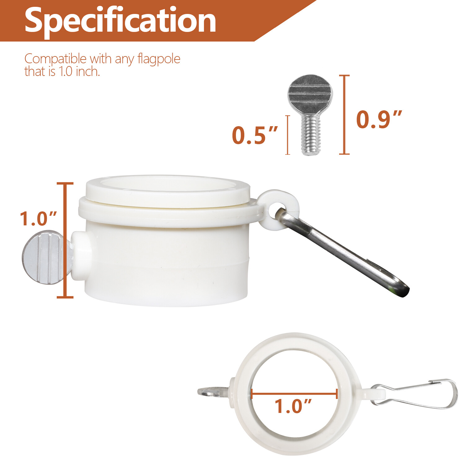 2Pcs Tangle Free Flag Pole Mounting Ring Clip - Rotating Flapole Mounting Rings