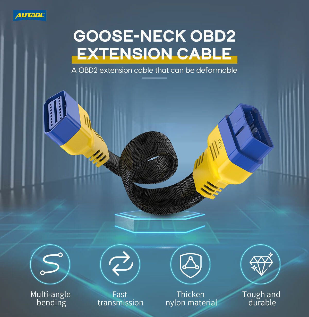 16pin OBD2 Extension Cable Male to Female OBD II Cable Diagnostic Cable Extender