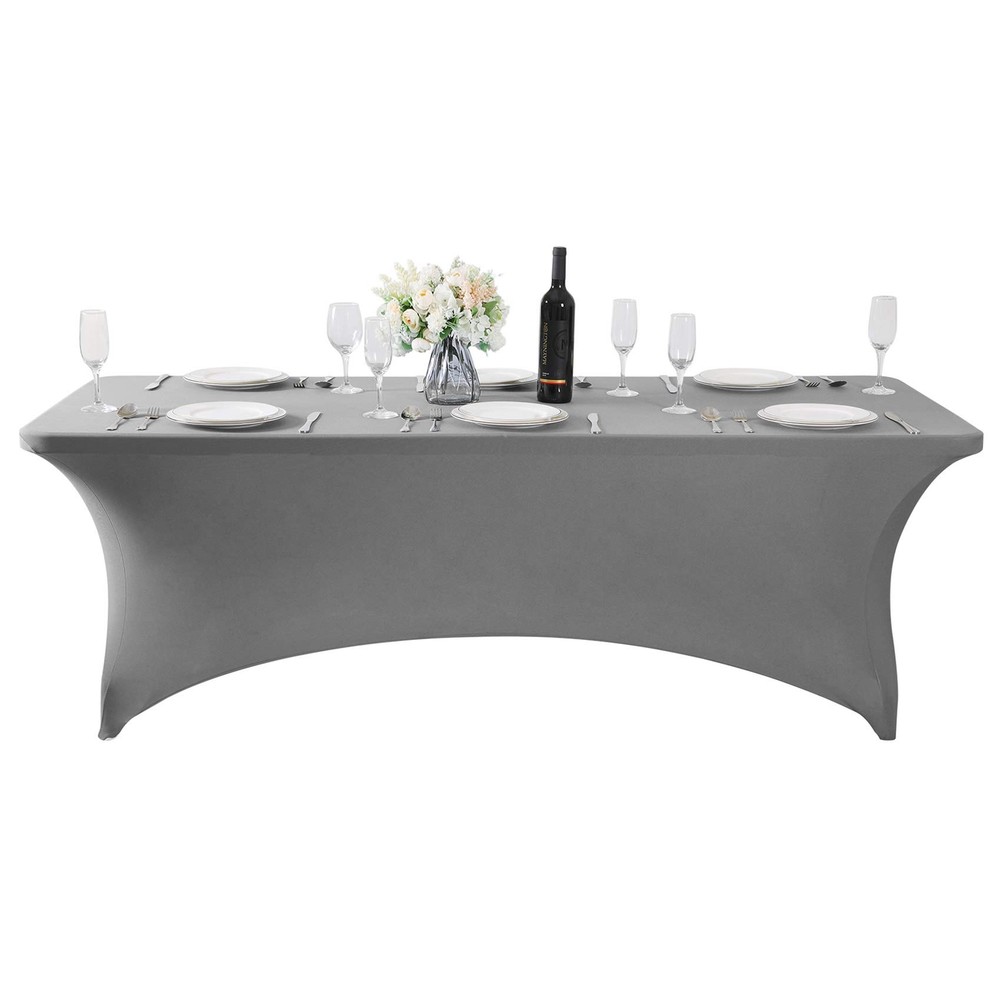 2Pack Spandex Table Cover for 8FT Table Universal Fitted Stretch Tablecloth f...