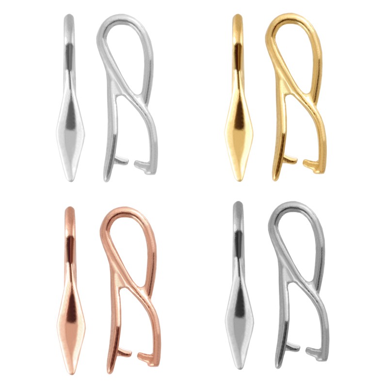 Sterling Silver Pinch Bails with Loop 17x3mm * Different Platings