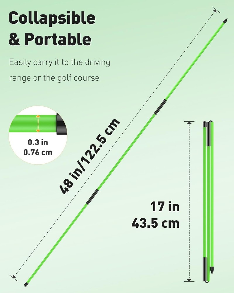 GreenHaven 2 Pack Golf Alignment Sticks 48 Inch Collapsible Golf Alignment Pr...