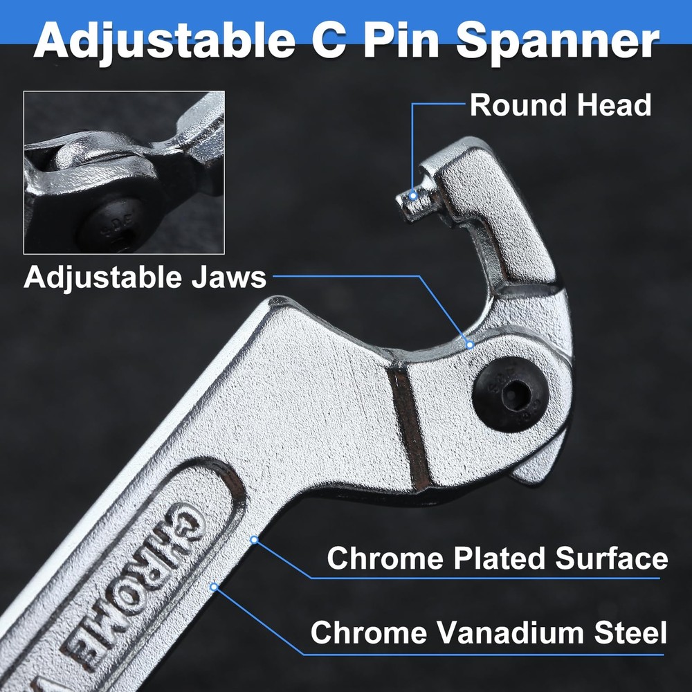 Adjustable C Spanner Hook Wrench Tool Adjustable Pin Spanner Wrench Tool for