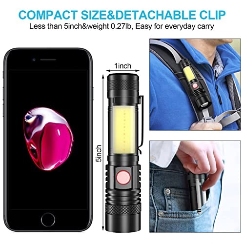 Rechargeable Flashlight, Super Bright LED Flashlight 2pack Magnetic Flashlight