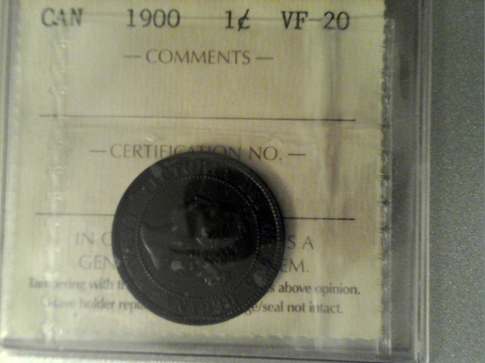 1900 canada large cent. ICCS VF 20