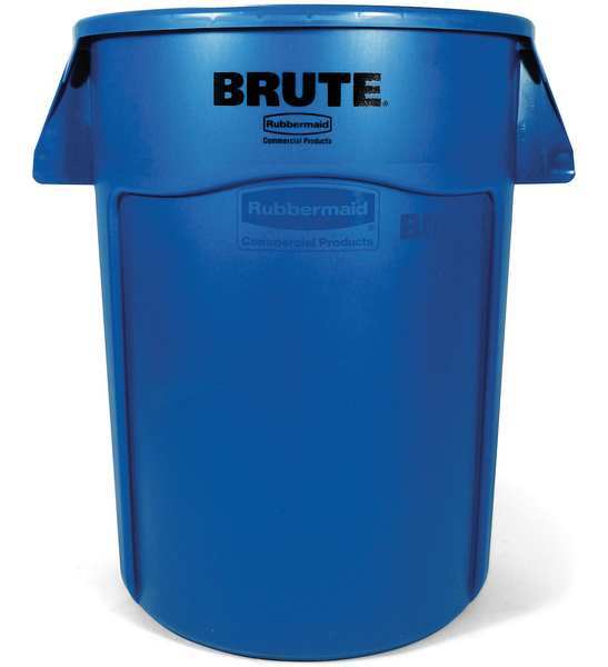 Rubbermaid Commercial Fg264360gray 44 Gal Round Trash Can, Gray, 24 In Dia,