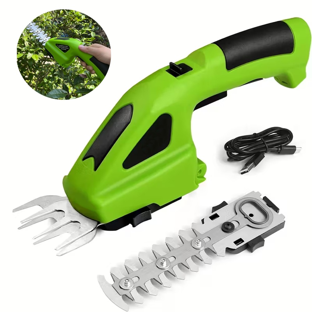 2 in 1 Cordless Grass Shear & Shrubbery Trimmer Handheld Electric Hedge Trimmer