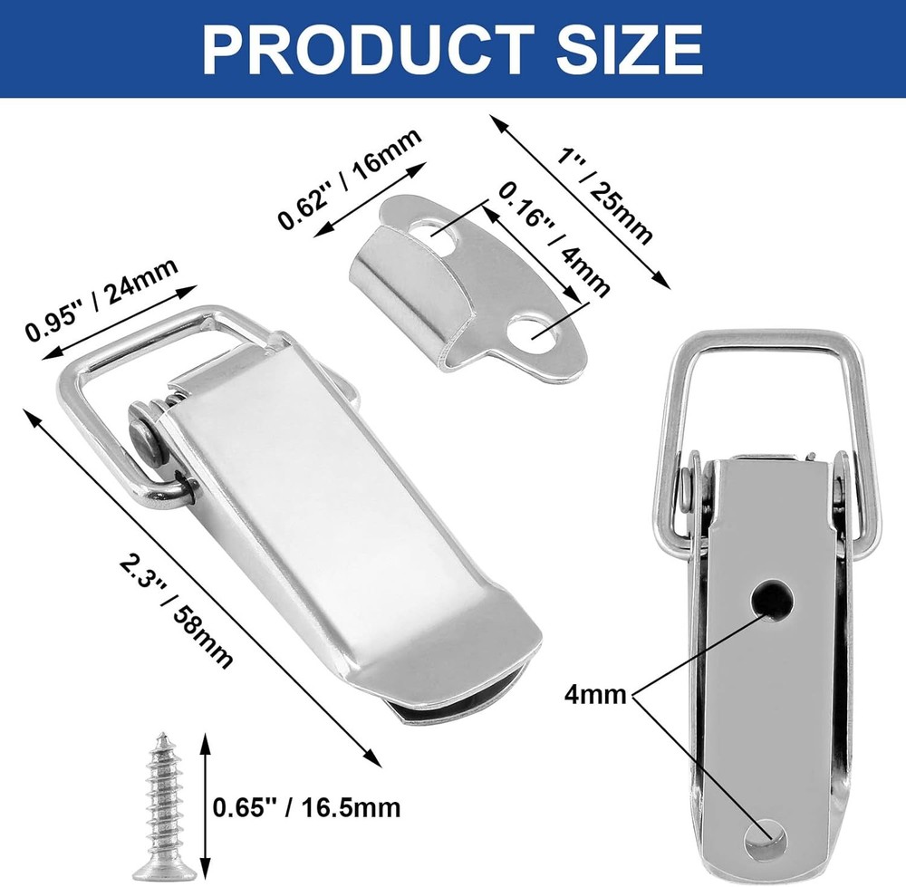 4Pcs Spring Loaded Toggle Latch, 2.3" Stainless Steel Toggle Latch Catch Hasps C