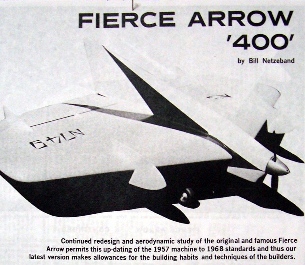 Netzband's FIERCE ARROW 400 PLAN + CONSTRUCTION ARTICLE for 38" Model Airplane