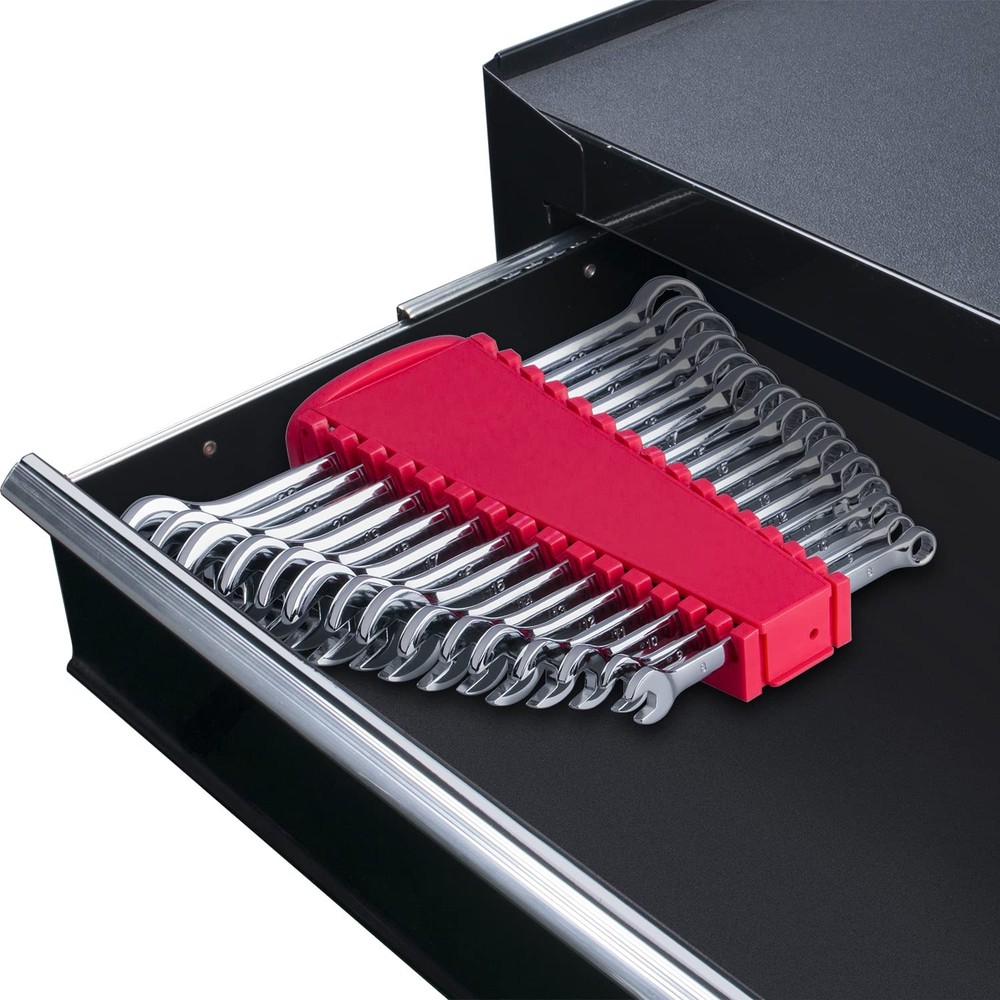 Max Torque 15-Piece Premium Combination Wrench Regular Size Set, Red