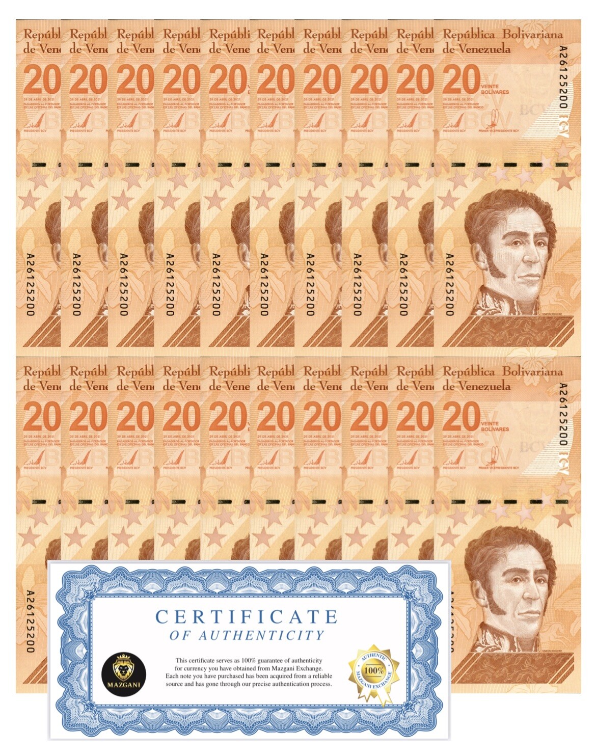 Venezuela 20 Digitales 2021 qty 20 UNC 20 million bolivars soberano *NEW* P-117