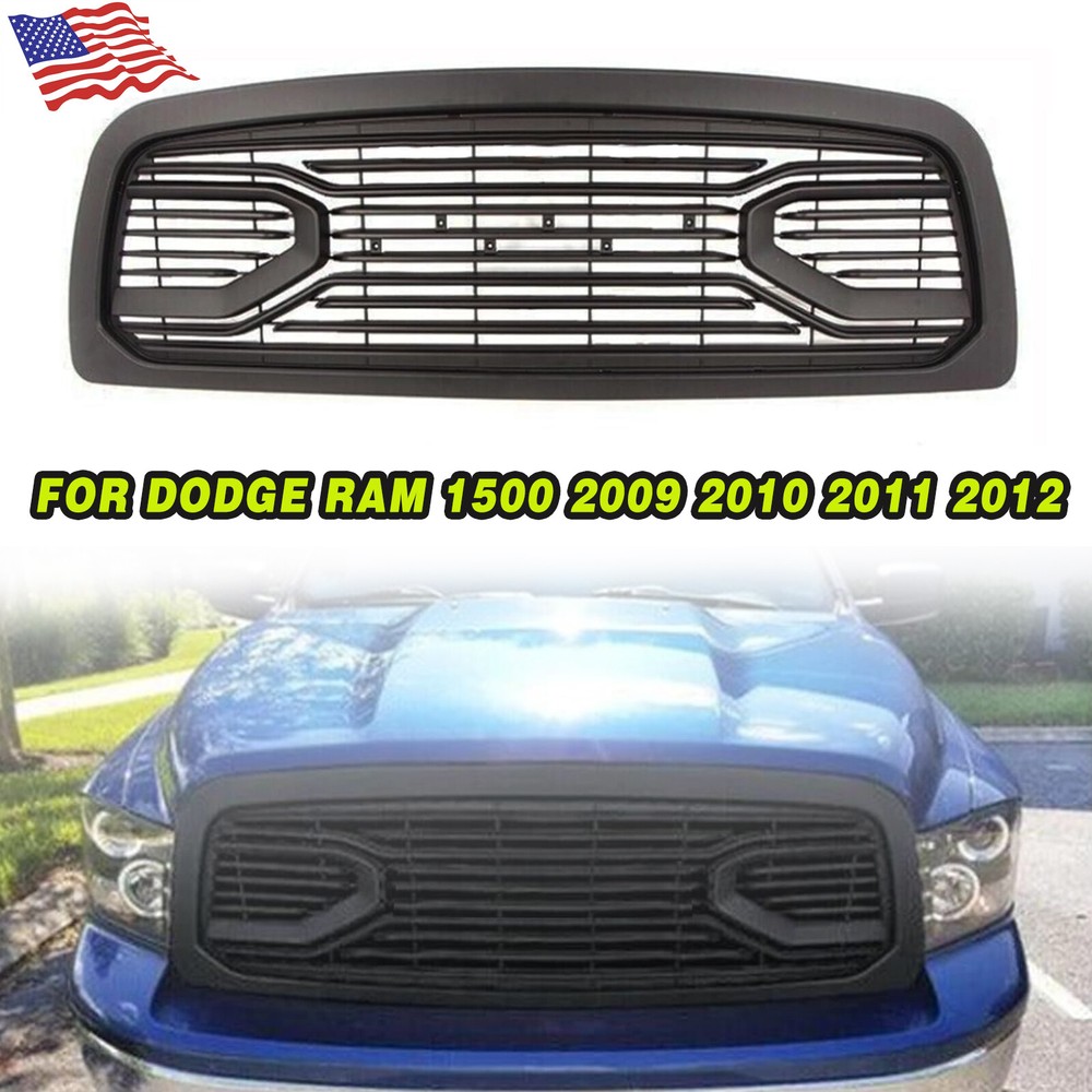Front Grille For Dodge Ram 1500 2009 2010 2011 2012 Grill Matte Black W/Letters