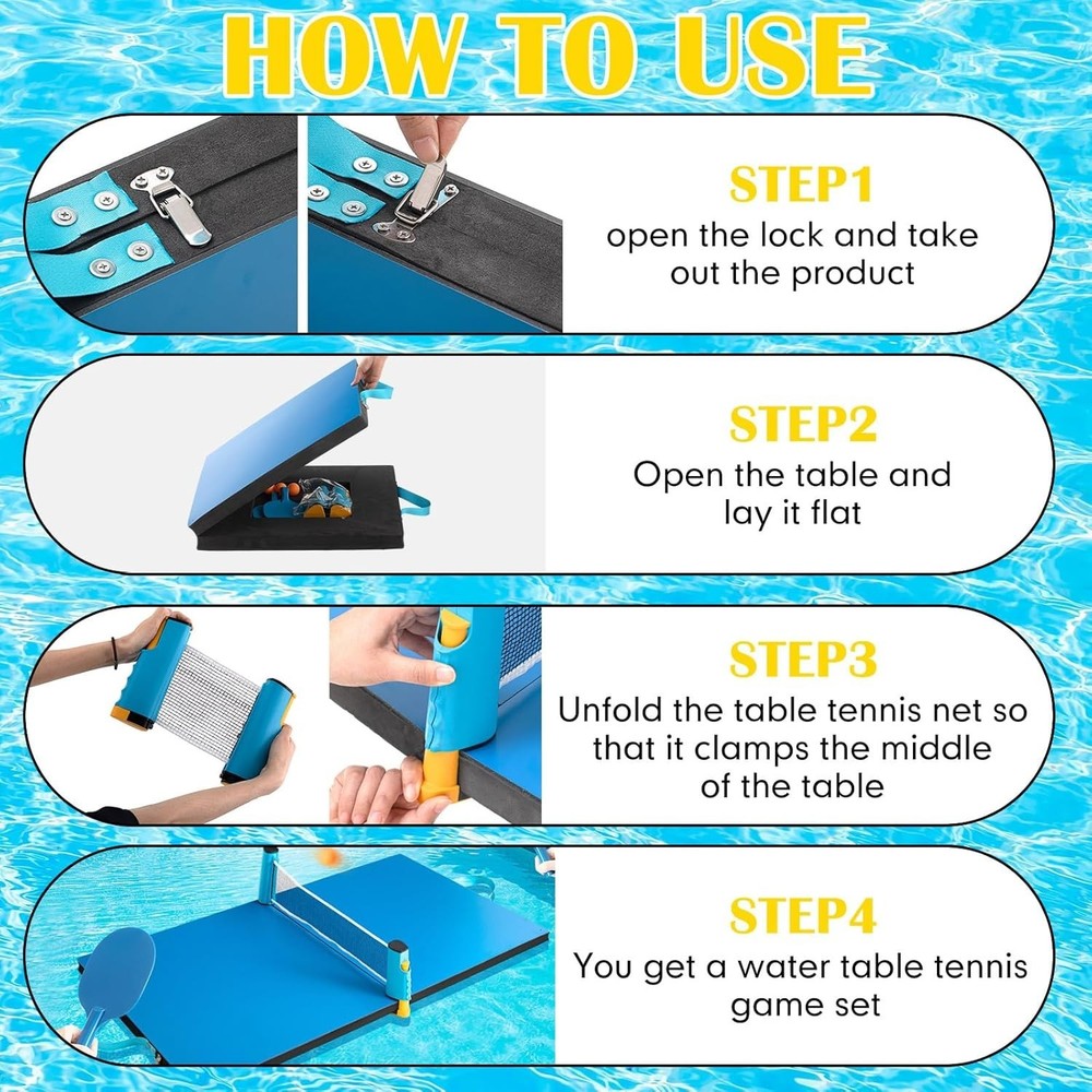 2026 Foldable Pool Table Tennis Set Floating Waterproof High Elasticity